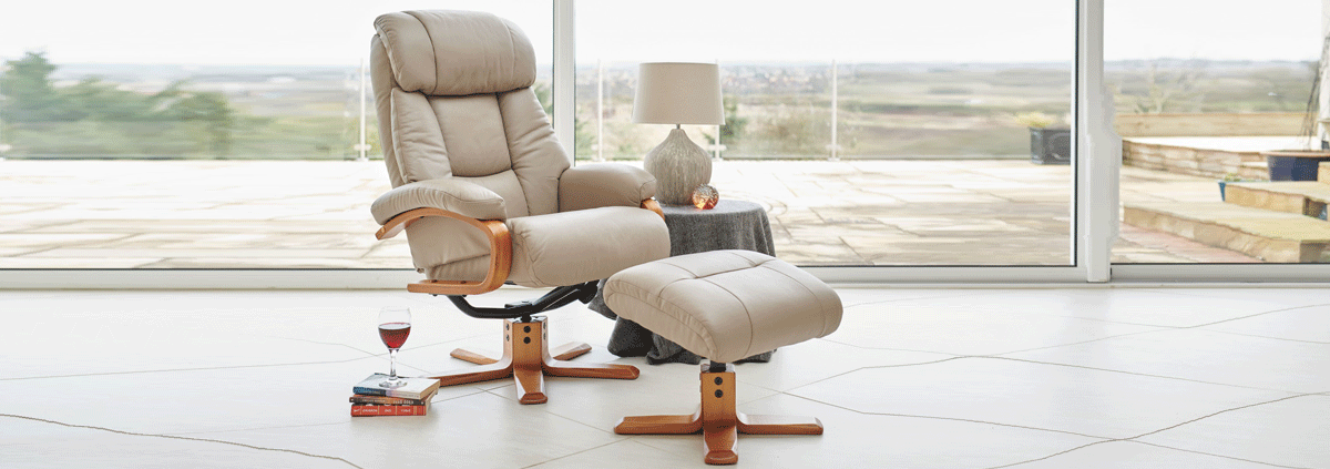 Leather & Fabric Swivel Recliner Chairs