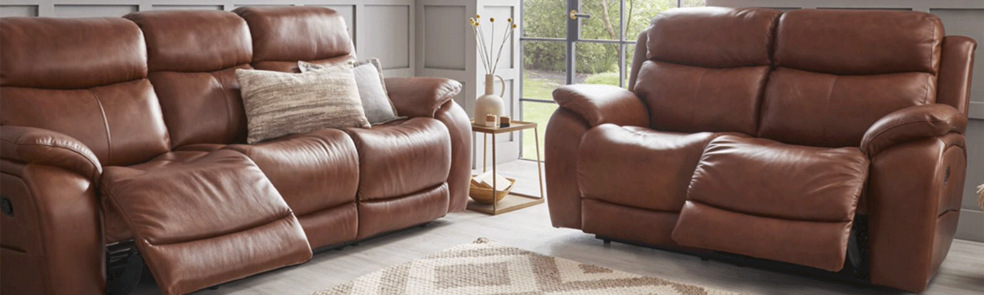 Leather 2 Seater Recliner Sofas