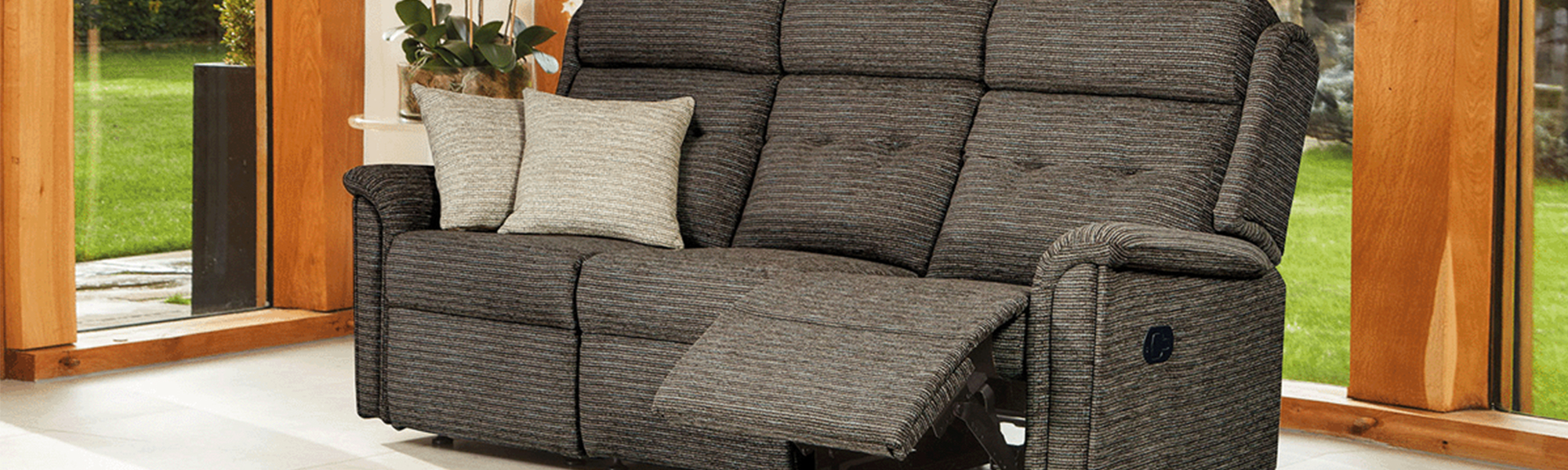 Fabric 3 Seater Manual Recliner Sofas