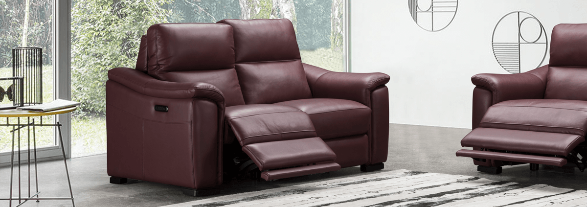 Leather 2 Seater Manual Recliner Sofas