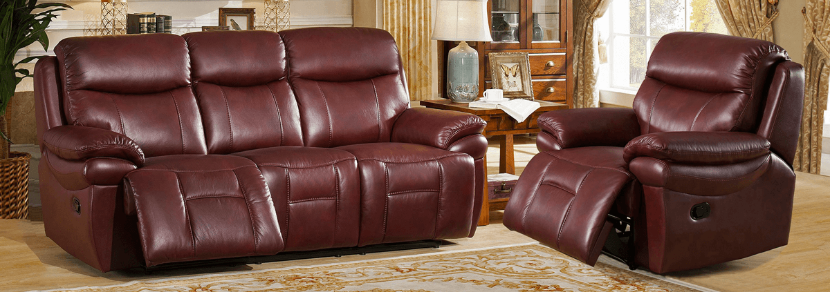Leather 3 Seater Manual Recliners