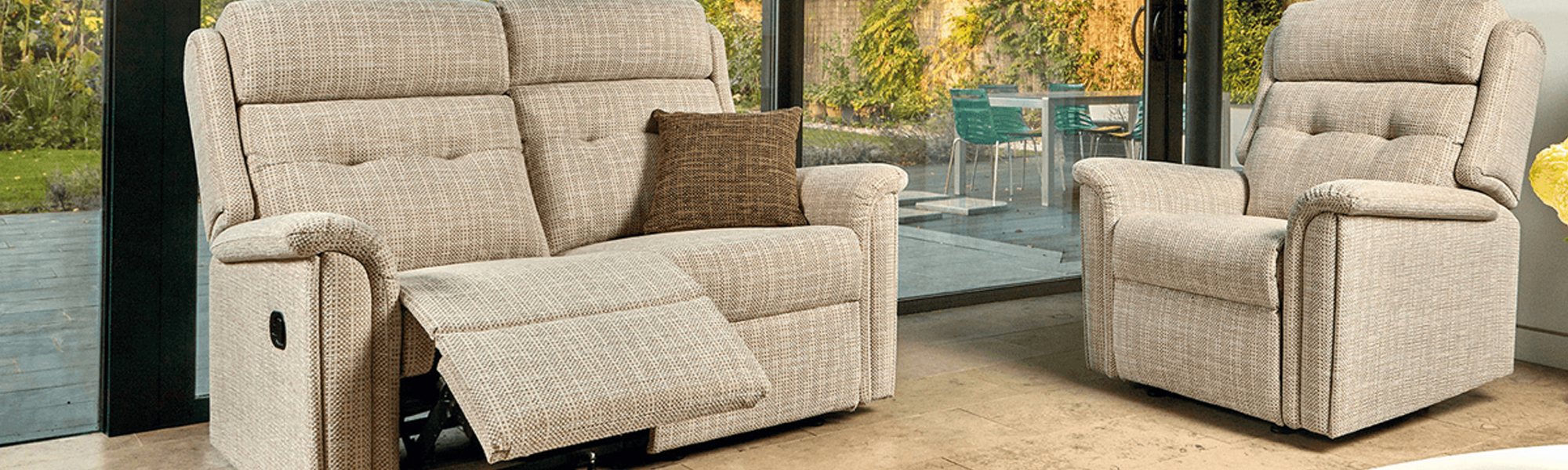 Fabric 2 Seater Manual Recliner Sofas