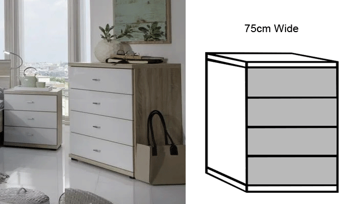 4 Drawer Wide Chest - Glass fronts