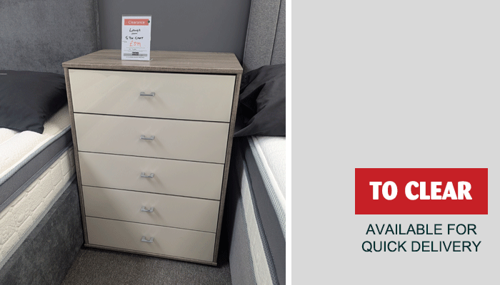 5 Drawer Glass Fronted Chest