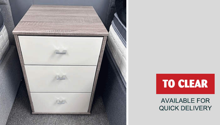 3 Drawer Glass Fronted Bedside Chest
