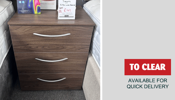 3 Drawer Wide Bedside Chest